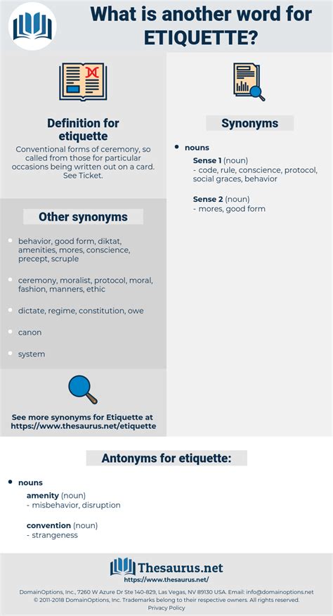 etiquette synonym|antonyms for etiquette.